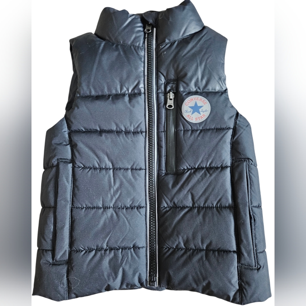 Converse Kids Black Puffer Vest, Size 4, NWT